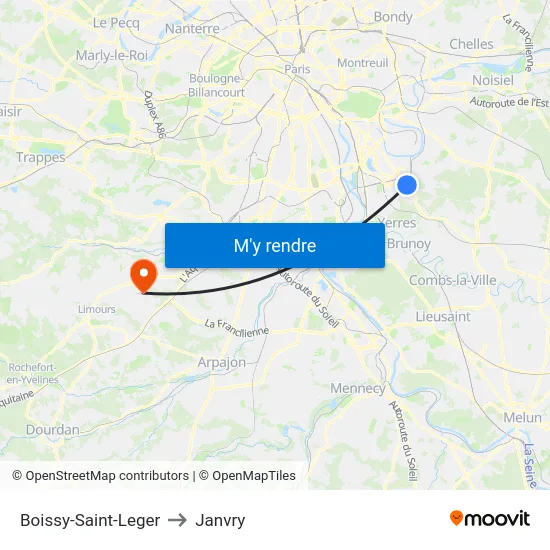 Boissy-Saint-Leger to Janvry map