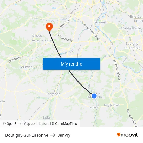 Boutigny-Sur-Essonne to Janvry map