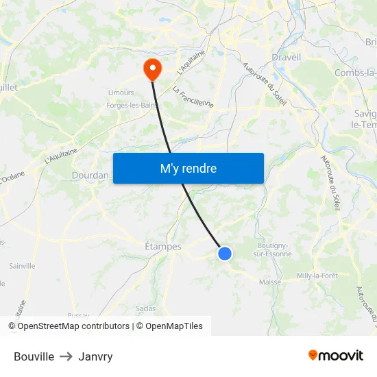 Bouville to Janvry map