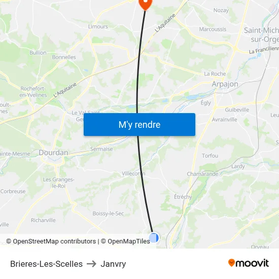 Brieres-Les-Scelles to Janvry map
