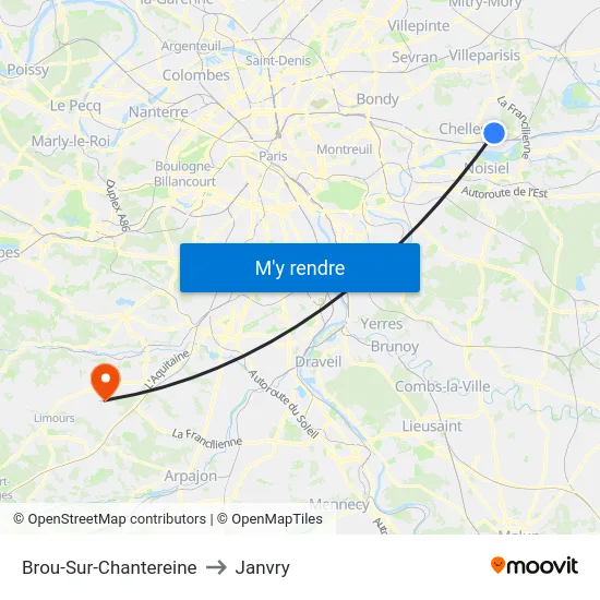 Brou-Sur-Chantereine to Janvry map