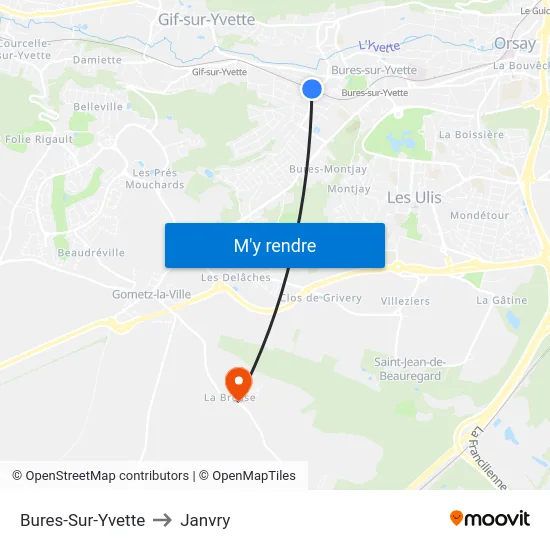 Bures-Sur-Yvette to Janvry map