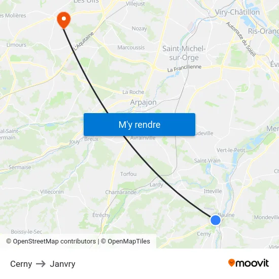 Cerny to Janvry map