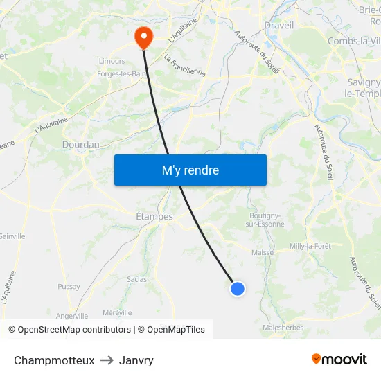 Champmotteux to Janvry map