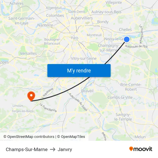 Champs-Sur-Marne to Janvry map