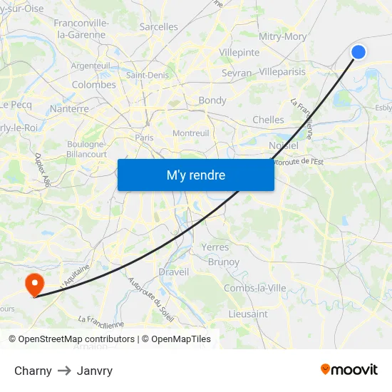 Charny to Janvry map
