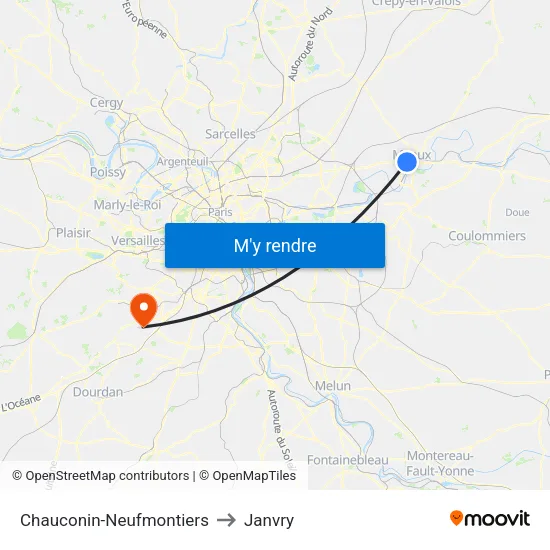 Chauconin-Neufmontiers to Janvry map