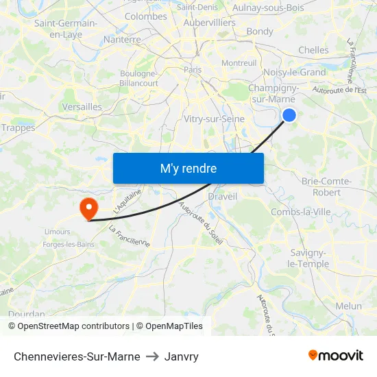 Chennevieres-Sur-Marne to Janvry map
