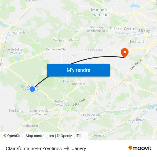 Clairefontaine-En-Yvelines to Janvry map