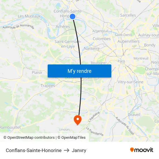 Conflans-Sainte-Honorine to Janvry map