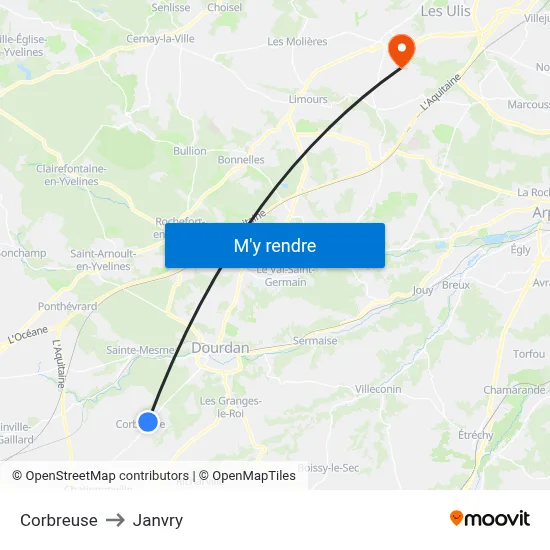 Corbreuse to Janvry map