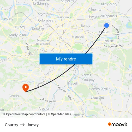 Courtry to Janvry map