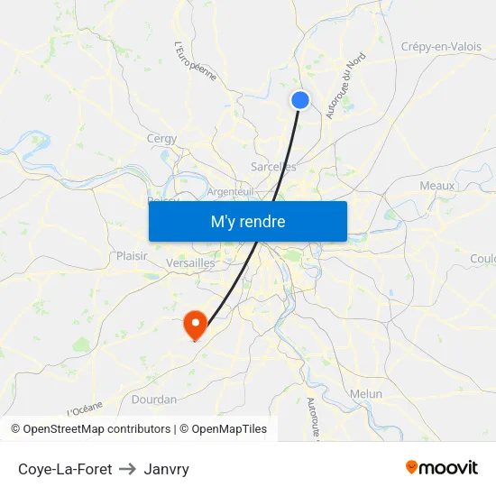 Coye-La-Foret to Janvry map