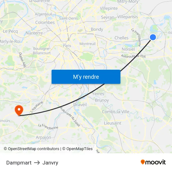 Dampmart to Janvry map