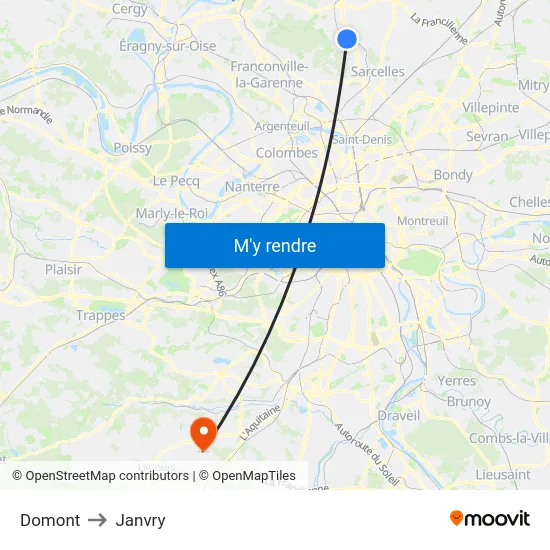 Domont to Janvry map