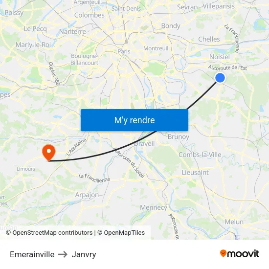 Emerainville to Janvry map