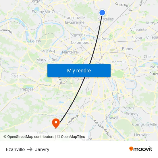 Ezanville to Janvry map