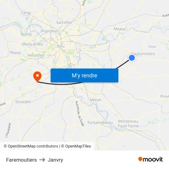 Faremoutiers to Janvry map