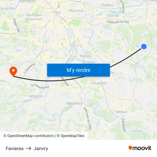 Favieres to Janvry map