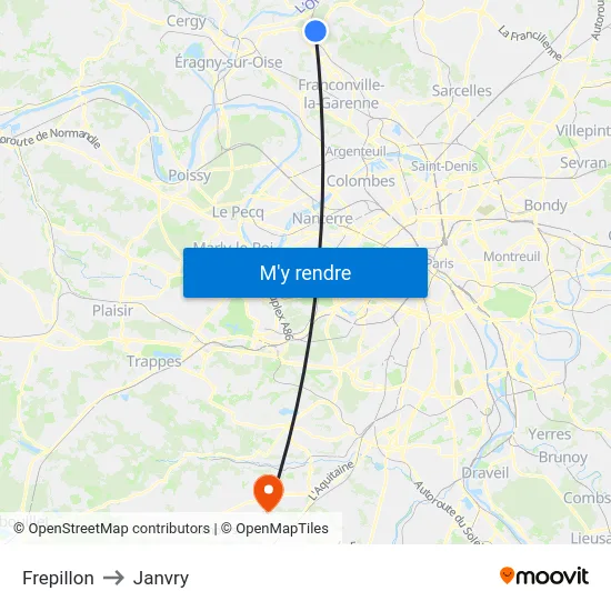 Frepillon to Janvry map