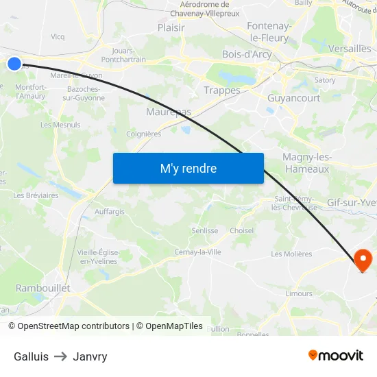 Galluis to Janvry map