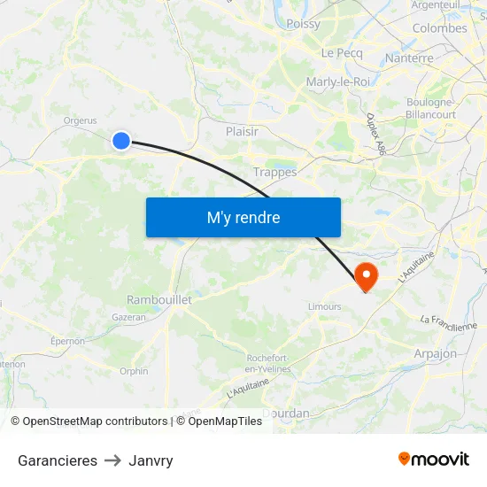 Garancieres to Janvry map