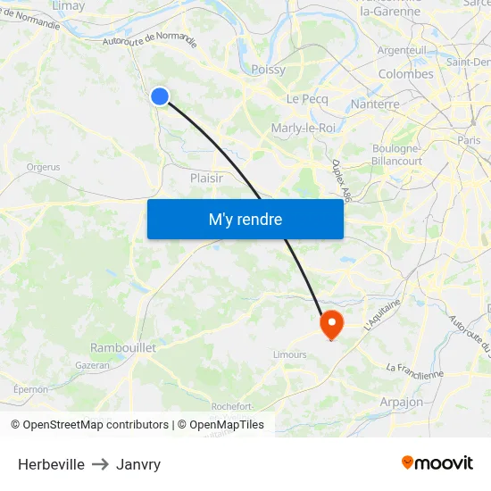 Herbeville to Janvry map