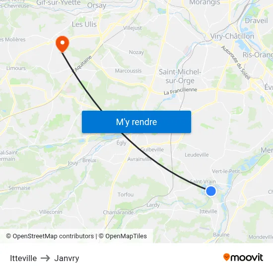 Itteville to Janvry map