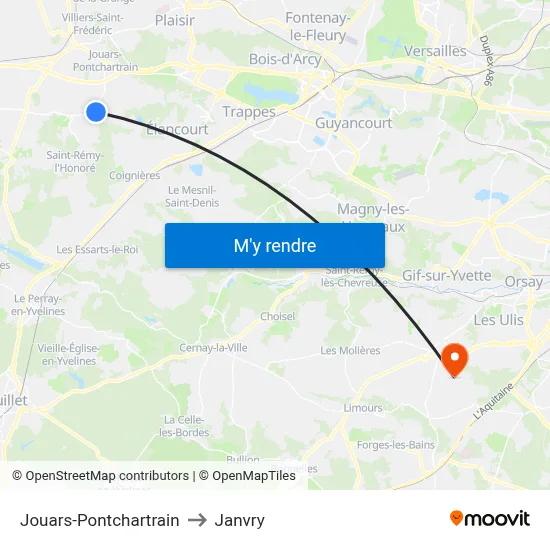 Jouars-Pontchartrain to Janvry map