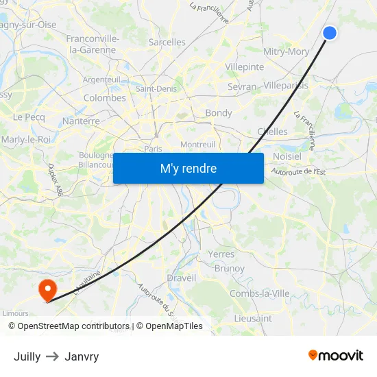 Juilly to Janvry map