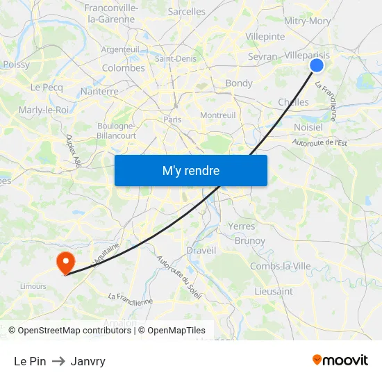 Le Pin to Janvry map