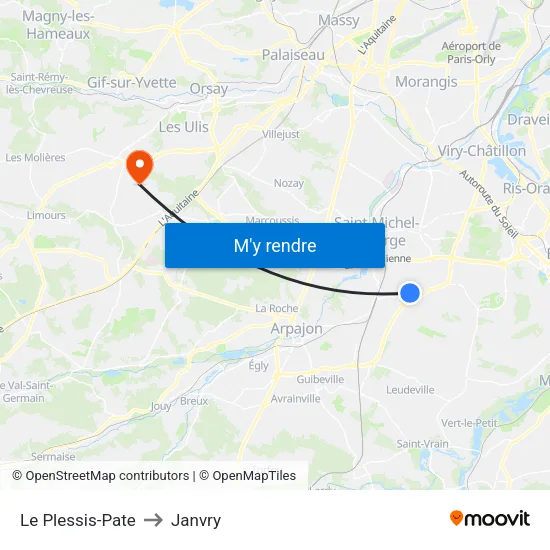 Le Plessis-Pate to Janvry map