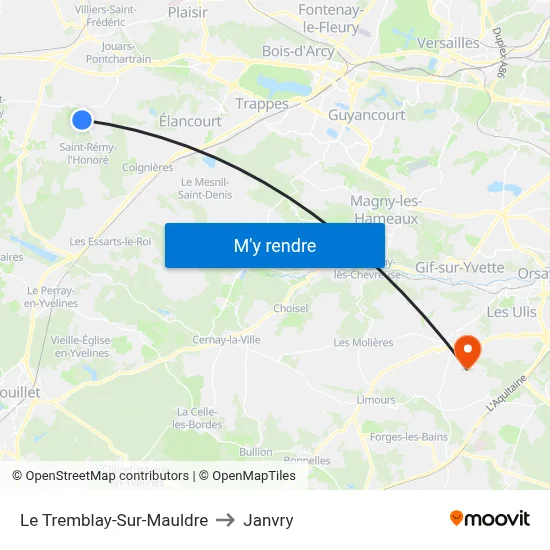 Le Tremblay-Sur-Mauldre to Janvry map