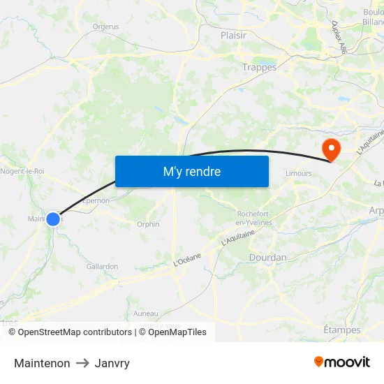 Maintenon to Janvry map