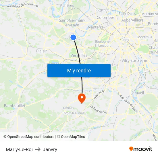 Marly-Le-Roi to Janvry map