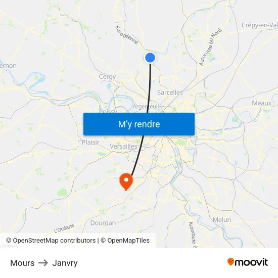 Mours to Janvry map
