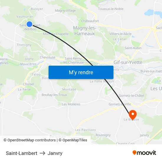 Saint-Lambert to Janvry map