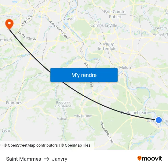 Saint-Mammes to Janvry map