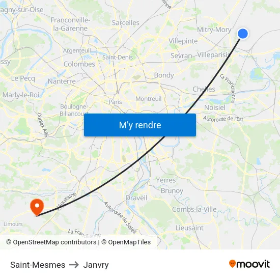 Saint-Mesmes to Janvry map
