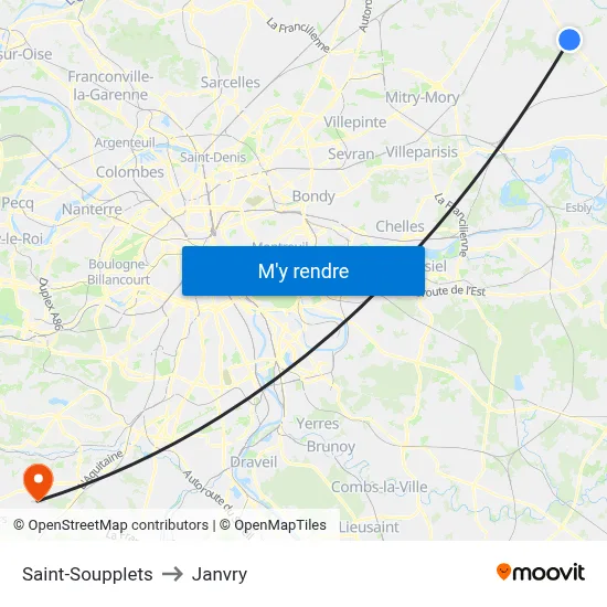 Saint-Soupplets to Janvry map