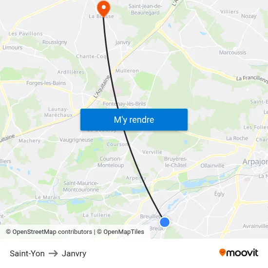 Saint-Yon to Janvry map