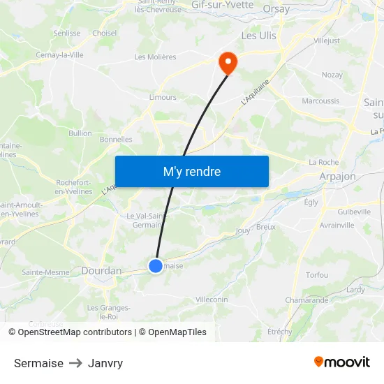 Sermaise to Janvry map
