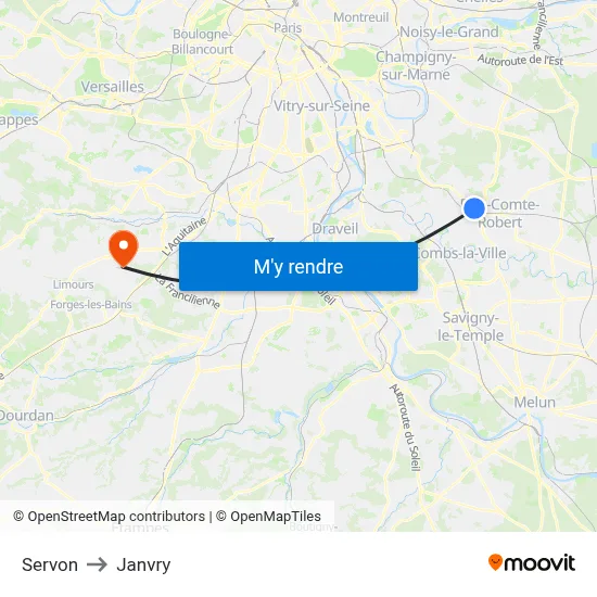 Servon to Janvry map