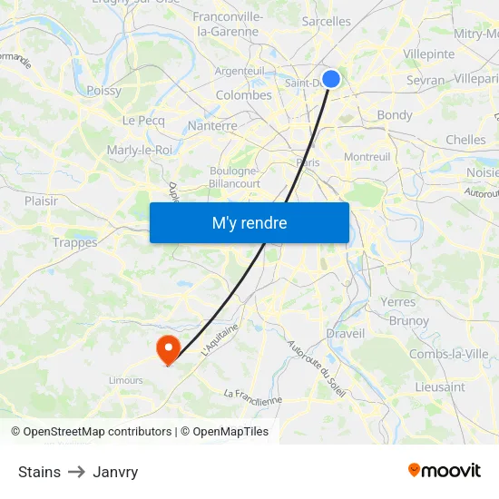 Stains to Janvry map