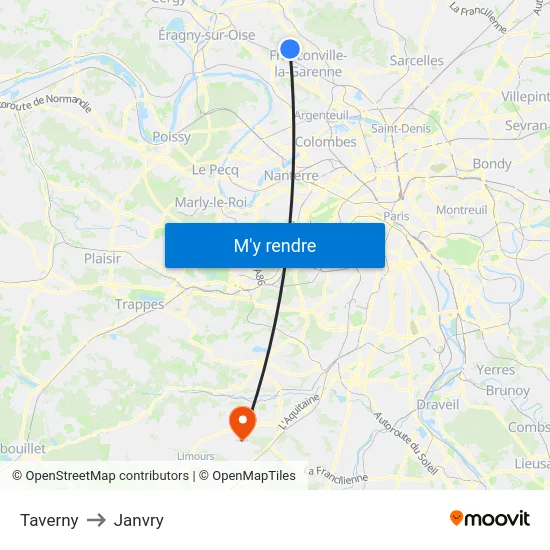 Taverny to Janvry map