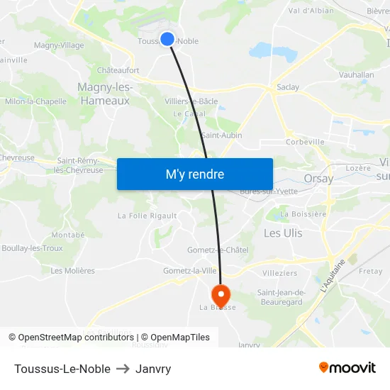 Toussus-Le-Noble to Janvry map