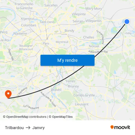 Trilbardou to Janvry map