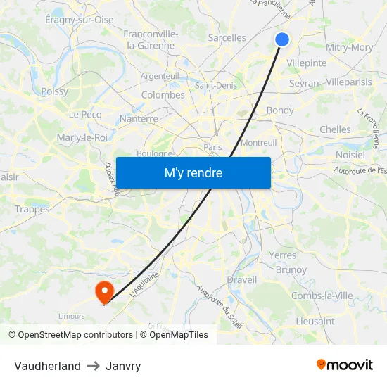 Vaudherland to Janvry map
