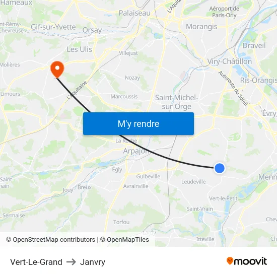 Vert-Le-Grand to Janvry map