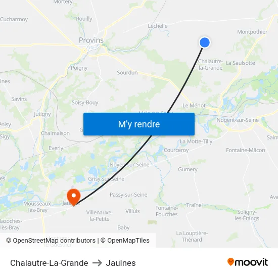 Chalautre-La-Grande to Jaulnes map